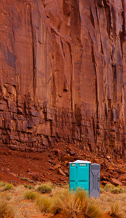 Port-a-Potty and Cliff, American South West, Monument Valley, Colorado Plateau