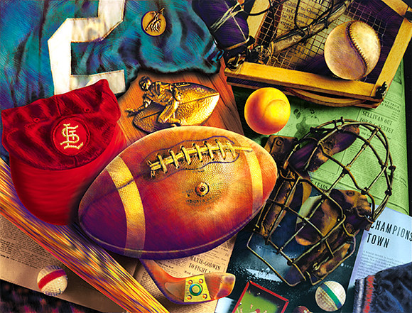 Antique Vintage Sports Montage Digital Photo Illustration Art Retouching Photography