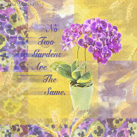 Pansies, Wheat & Orchid Vase